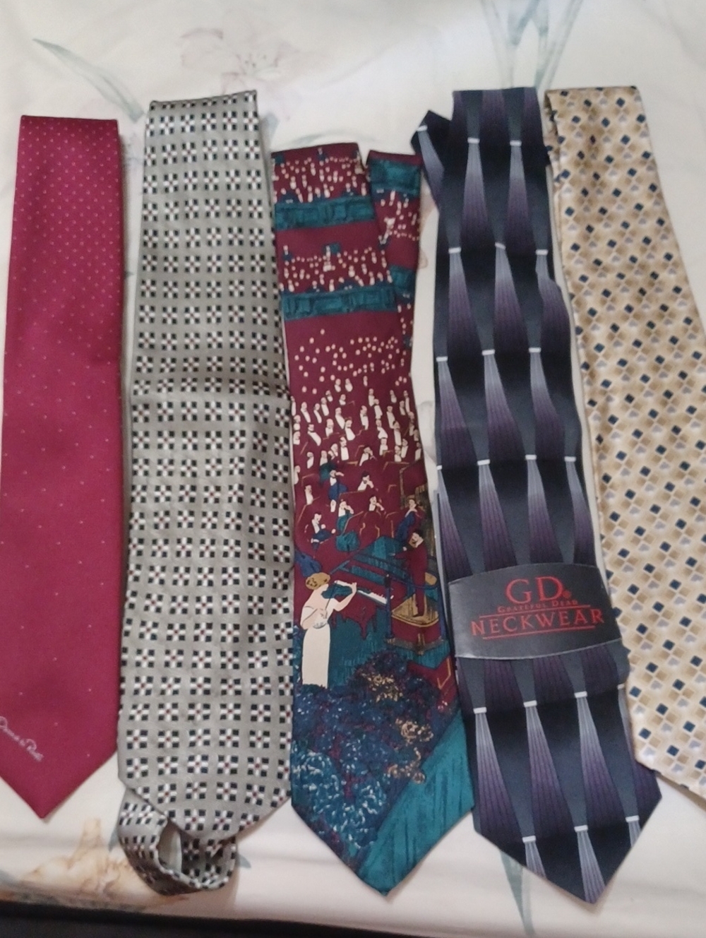 Van Heusen Black and Purple Geometric Stripe Silk Tie